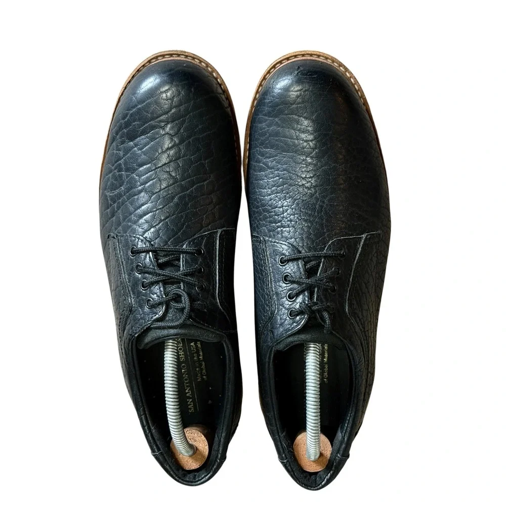 SAS San Antonio Shoemakers Mens Black Leather Pebbled Oxford Shoes 10 M 2000934